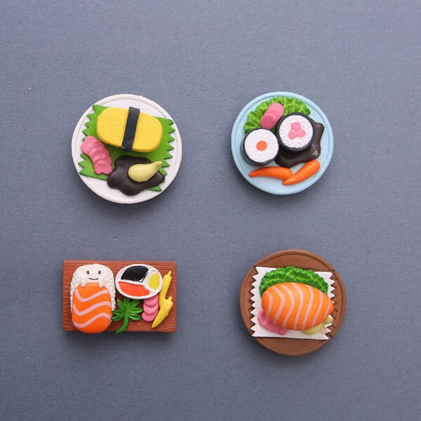 wholesale creative sushi 3d magnetic clips, photo and message stickers fridge magnets, magnetic stickers, cute ironstone home decorations factory direct