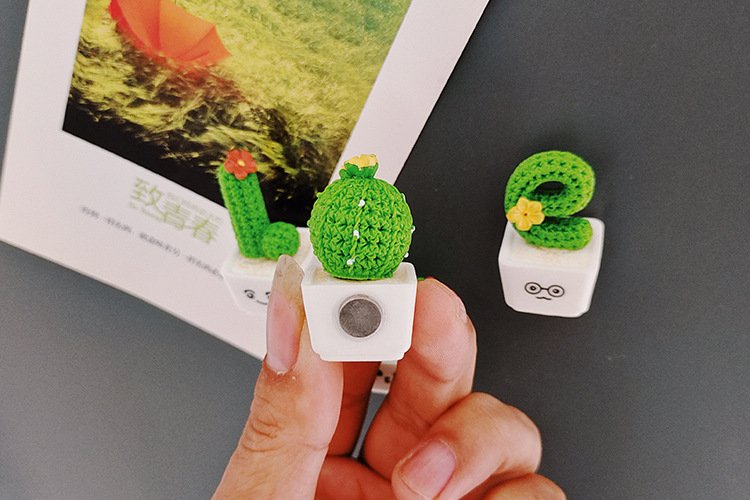 wholesale love cactus and small succulents, nordic plants, ins magnetic fridge magnets, 3d resin, museum and bookstore cultural and creative products factory direct