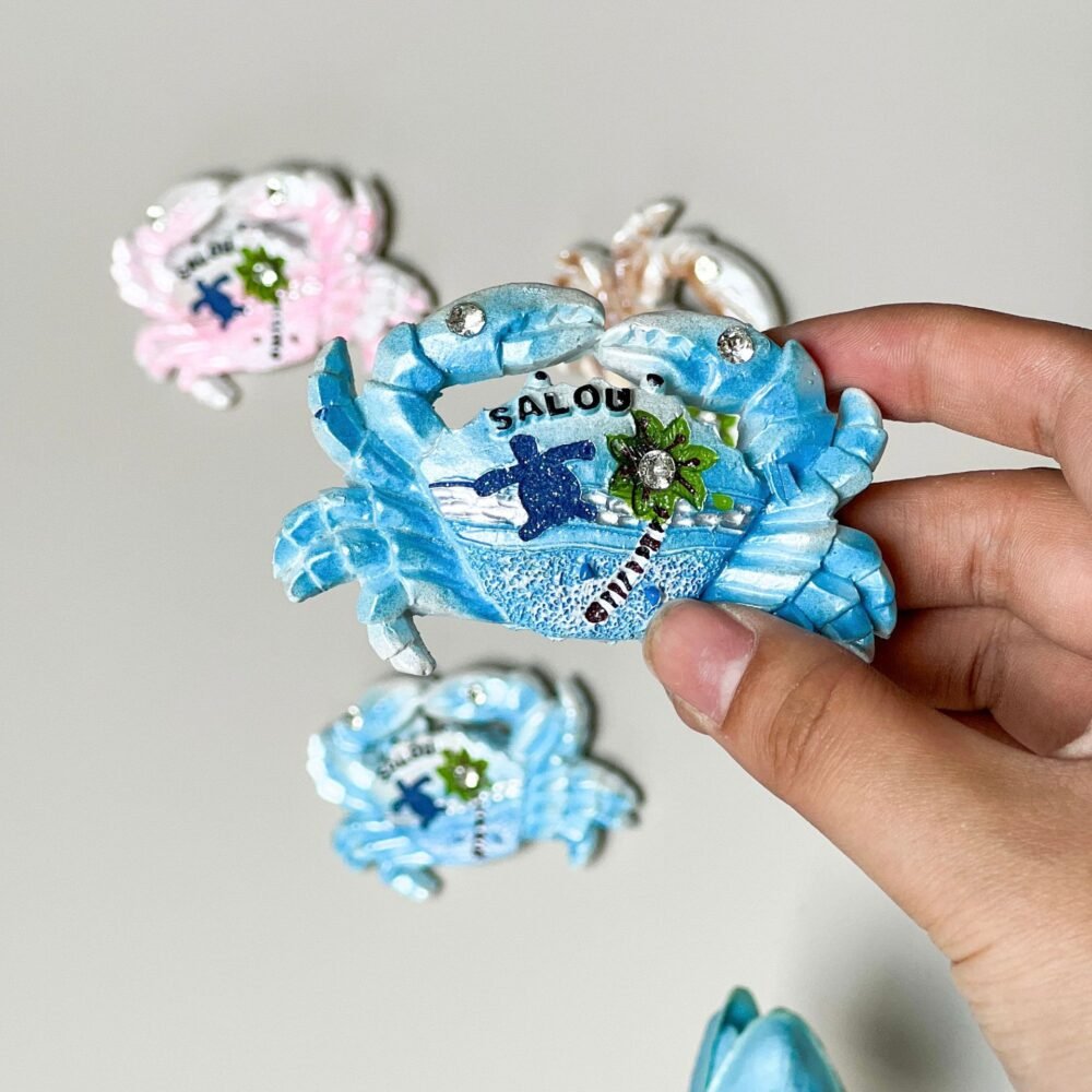 wholesale dolphin and crab cute resin fridge magnets, hand-painted ocean style for home daily use factory direct
