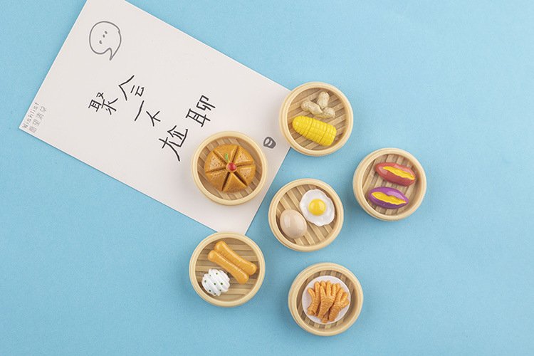 wholesale food fridge magnets: steamed chicken feet, steamed sweet potatoes, steamed flower rolls, steamed eggs, steamed corn, steamed fermented rice cake factory direct