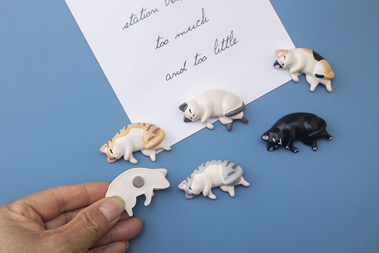 wholesale japanese 3d fridge magnets, fresh and cute pet small animals cats, ins decorative magnets, cartoon nordic style factory direct