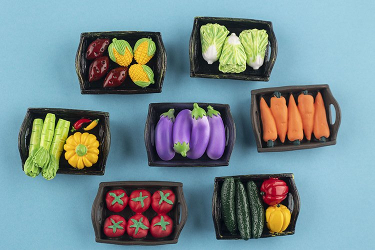 wholesale eggplant, carrot, potato, corn, sweet potato, fruit and vegetable platter, 3d simulated chinese cabbage fridge magnets, zucchini, magnetic stickers, cucumber, bell pepper magnetic stickers, radish resin magnetic stickers factory direct