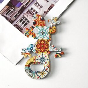 wholesale lizard melamine bottle opener with gold-plated craftsmanship, colorful patterns, bohemian style for home daily use factory direct
