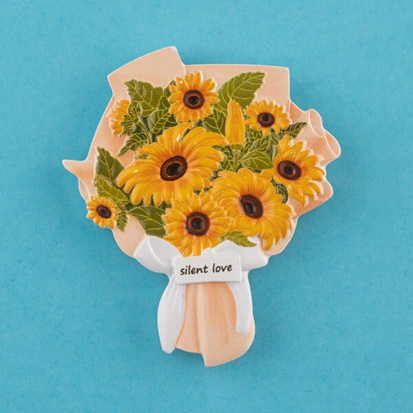 wholesale realistic resin 3d bouquet fridge magnets, creative magnets with roses, sunflowers, lilies, cultural and creative gifts factory direct