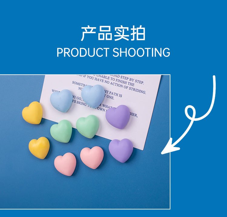 wholesale creative japanese style heart-shaped sandblasted retro color fridge magnets, photo wall instant photo magnets, ins message board decoration factory direct
