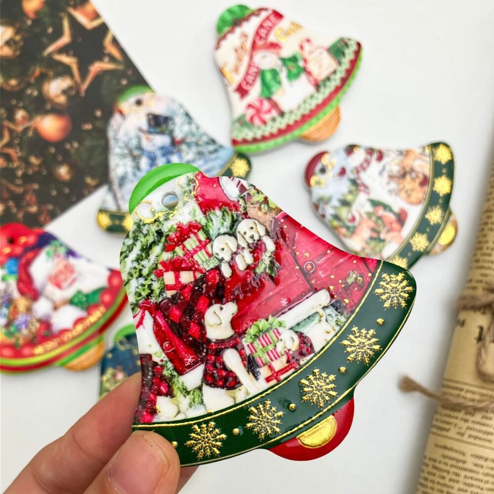wholesale bell christmas ceramic fridge magnets, gold-plated craftsmanship, 3d texture, unique and creative fridge magnets factory direct