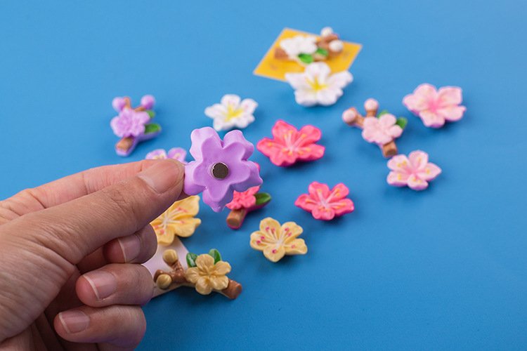 wholesale adorable flower decorative magnetic stickers, 3d home message board magnets, peach blossom fridge magnets with branches, set factory direct