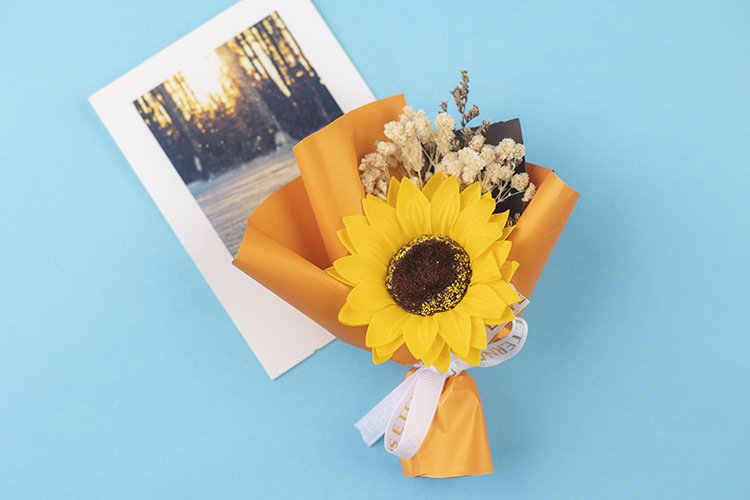 wholesale 3d realistic sunflower dried bouquet fridge magnets, magnetic stickers, wedding fridge decorations, iron magnets, magnetic stickers factory direct