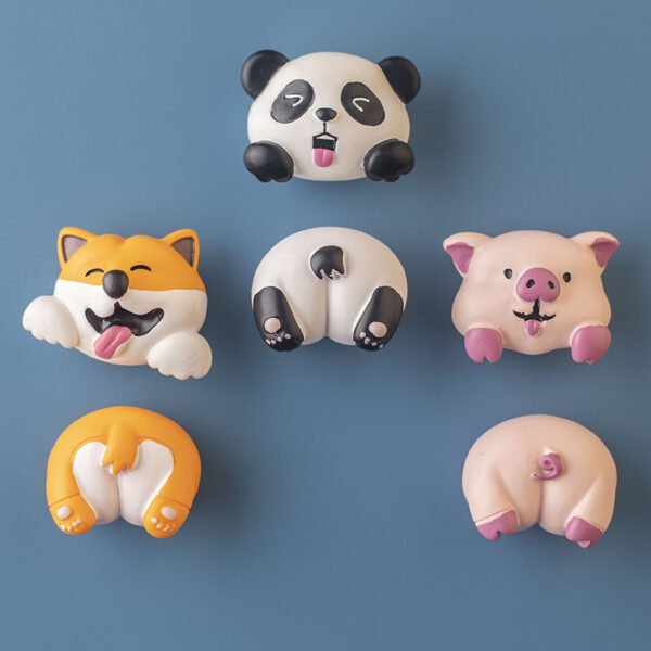 wholesale panda and shiba inu animal rear fridge magnets, decorative stickers, cartoon animal rear, creative modern minimalist magnetic stickers, resin factory direct
