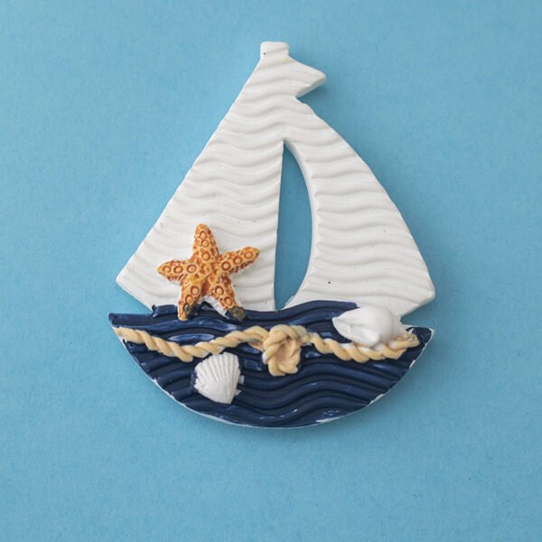 wholesale mediterranean style decorative fridge magnets, creative resin magnets with fish, lifebuoys, and sailing ships, set combinations for home decorations factory direct