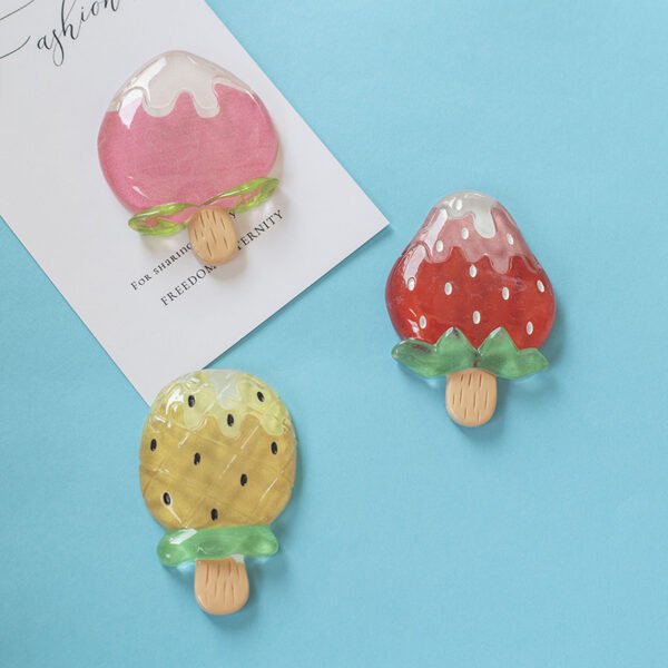 wholesale summer ice cream fridge magnets, magnetic stickers, creative cartoon, cute resin strawberries with jelly texture, home decorative message stickers factory direct