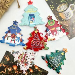 wholesale christmas tree party decorations, ceramic fridge magnets with embossed texture and gold-plated craftsmanship, creative home hanging accessories factory direct