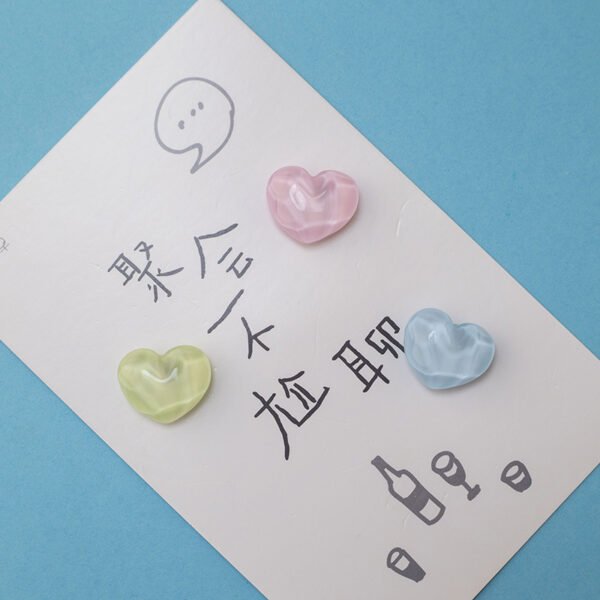 wholesale heart-shaped ironstone diy magnetic morandi-colored decorative fridge magnets factory direct