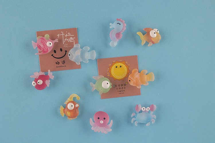 wholesale cartoon marine animals and fish creative fridge magnets, magnetic stickers, ironstone, home decorations, children's magnetic stickers set factory direct