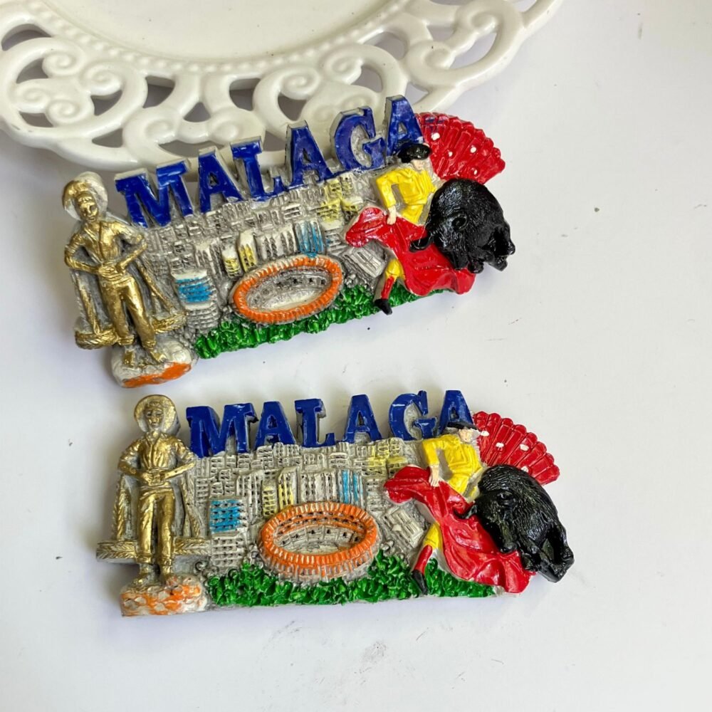 wholesale malaga geometric 3d landmark building resin hand-painted large fridge magnets for home decoration factory direct