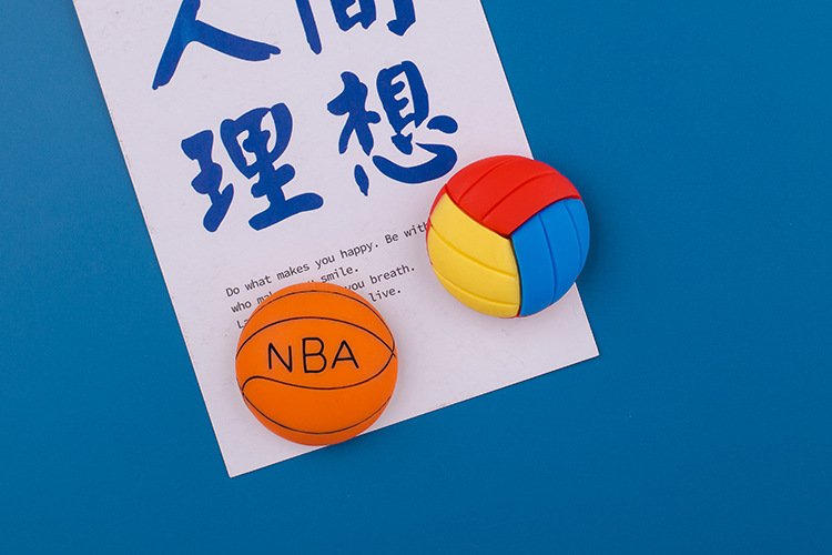 wholesale creative soccer, basketball, and volleyball fridge magnets, internet-famous minimalist style, creative 3d home decorative magnetic clips, ironstone factory direct