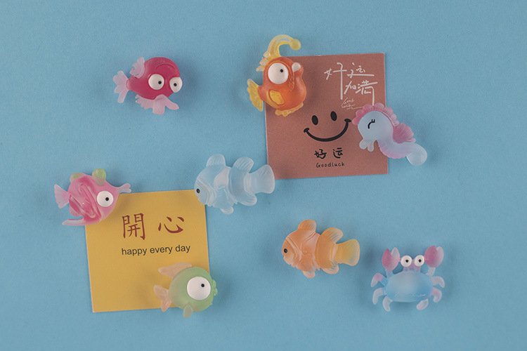 wholesale cartoon marine animals and fish creative fridge magnets, magnetic stickers, ironstone, home decorations, children's magnetic stickers set factory direct