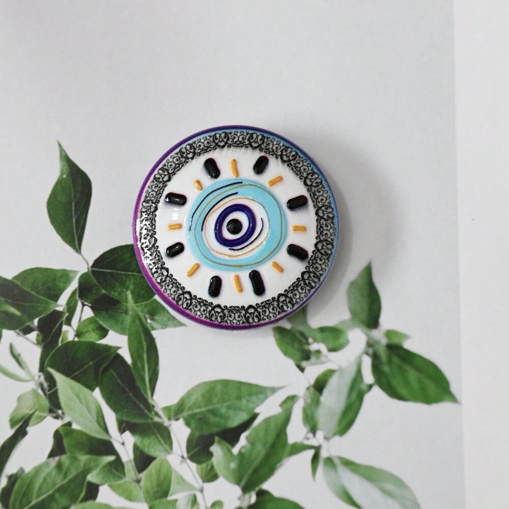 wholesale round evil eye pattern fridge magnets with 3d printed circular embossing for home decoration and daily use factory direct
