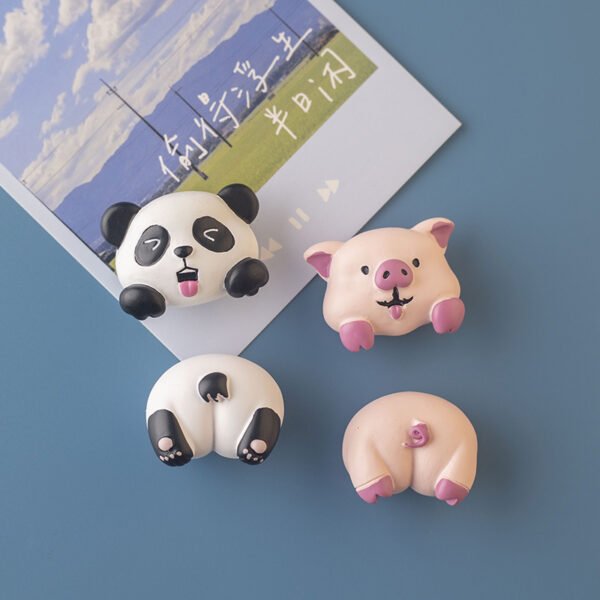 wholesale panda and shiba inu animal rear fridge magnets, decorative stickers, cartoon animal rear, creative modern minimalist magnetic stickers, resin factory direct