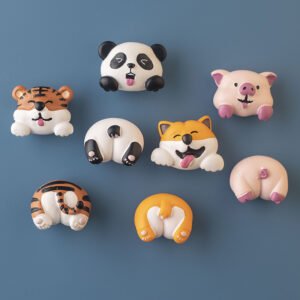 wholesale panda and shiba inu animal rear fridge magnets, decorative stickers, cartoon animal rear, creative modern minimalist magnetic stickers, resin factory direct