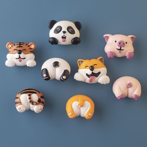 wholesale panda and shiba inu animal rear fridge magnets, decorative stickers, cartoon animal rear, creative modern minimalist magnetic stickers, resin factory direct
