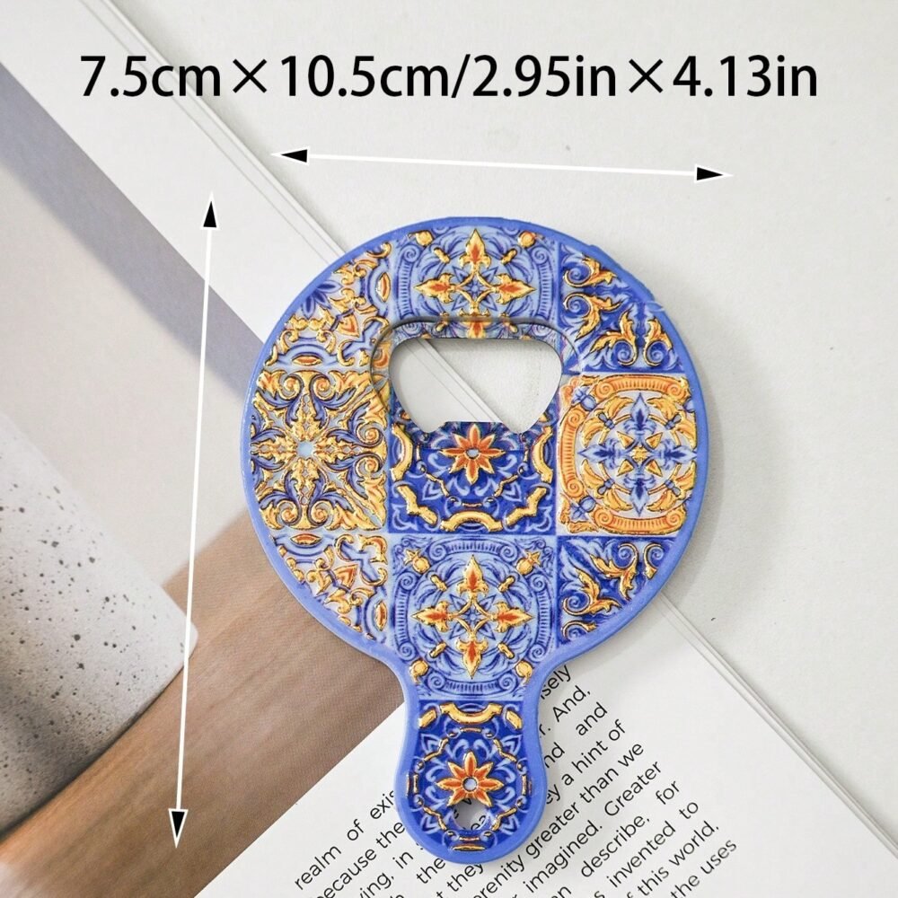 wholesale gourd bottle opener fridge magnets, melamine material with embossed texture and gold-plated craftsmanship, blue and white porcelain bottle opener factory direct