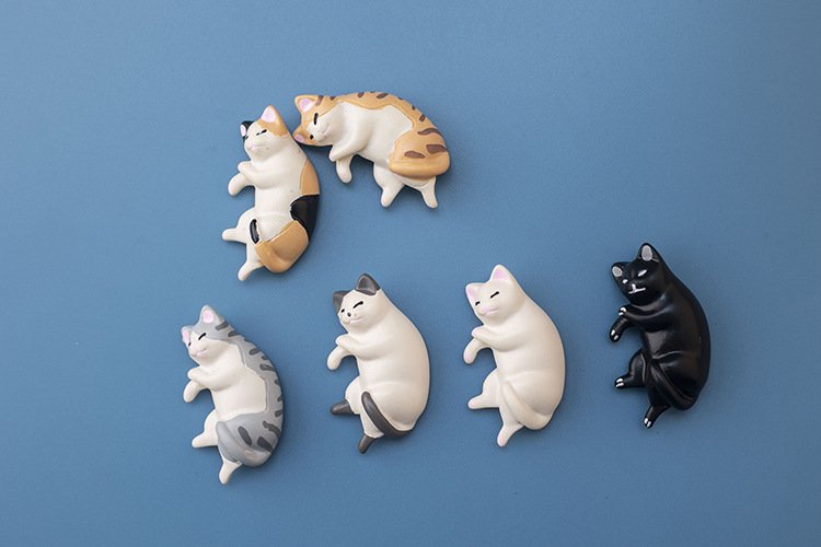 wholesale japanese 3d fridge magnets, fresh and cute pet small animals cats, ins decorative magnets, cartoon nordic style factory direct