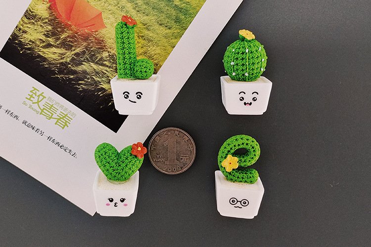 wholesale love cactus and small succulents, nordic plants, ins magnetic fridge magnets, 3d resin, museum and bookstore cultural and creative products factory direct