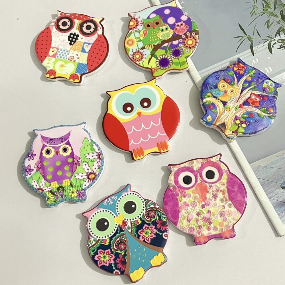 wholesale owl ceramic fridge magnets with embossed craftsmanship and 3d texture for home daily decorations factory direct