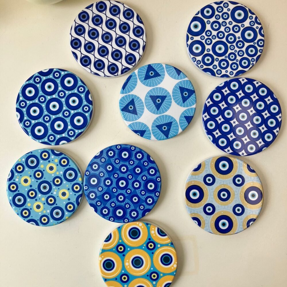 wholesale round angel eye ceramic fridge magnets, suitable for amazon cross-border european and american markets, home daily decorative magnets factory direct