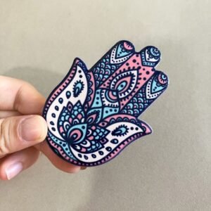 wholesale hand of fatima ceramic fridge magnets, creative palm design, angel eye magnets for home decoration factory direct