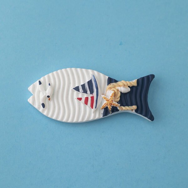 wholesale mediterranean style decorative fridge magnets, creative resin magnets with fish, lifebuoys, and sailing ships, set combinations for home decorations factory direct