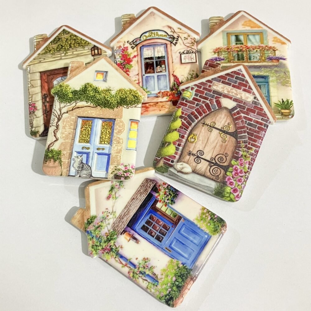 wholesale melamine house fridge magnets with gold-plated craftsmanship, embossed texture, shatter-resistant synthetic resin for home decoration factory direct