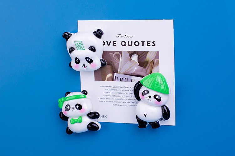 wholesale cute panda cartoon fridge magnets, 3d magnetic iron for fridge doors, home iron cabinets, and entrance decorations factory direct