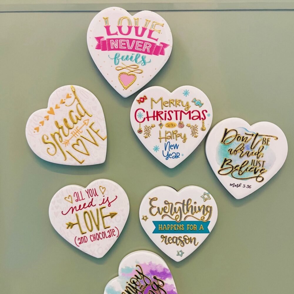wholesale gold-plated ceramic fridge magnets, heart shape, 3d effect for home decoration factory direct