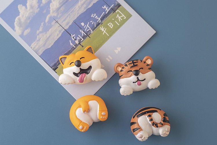wholesale panda and shiba inu animal rear fridge magnets, decorative stickers, cartoon animal rear, creative modern minimalist magnetic stickers, resin factory direct