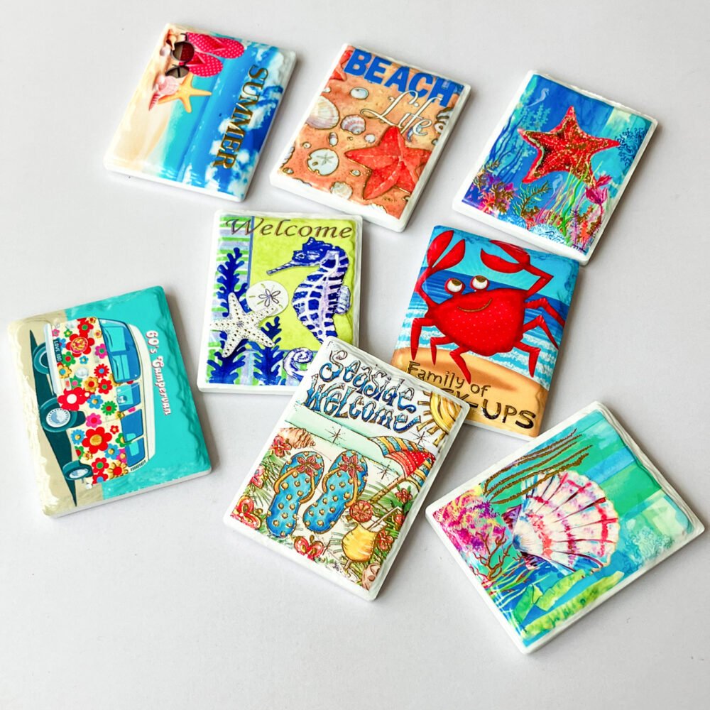 wholesale new ocean series gold-plated embossed ceramic fridge magnets for home decoration and daily use factory direct
