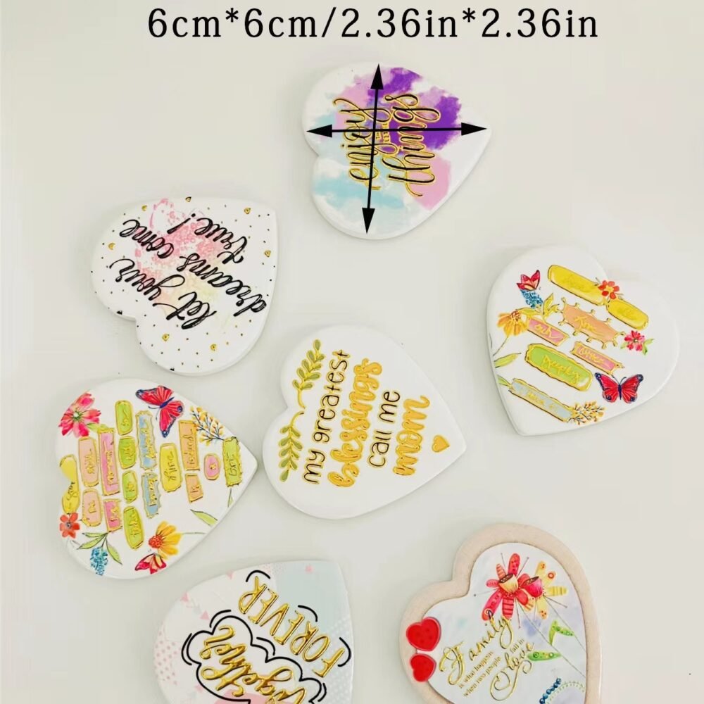 wholesale gold-plated ceramic fridge magnets, heart shape, 3d effect for home decoration factory direct