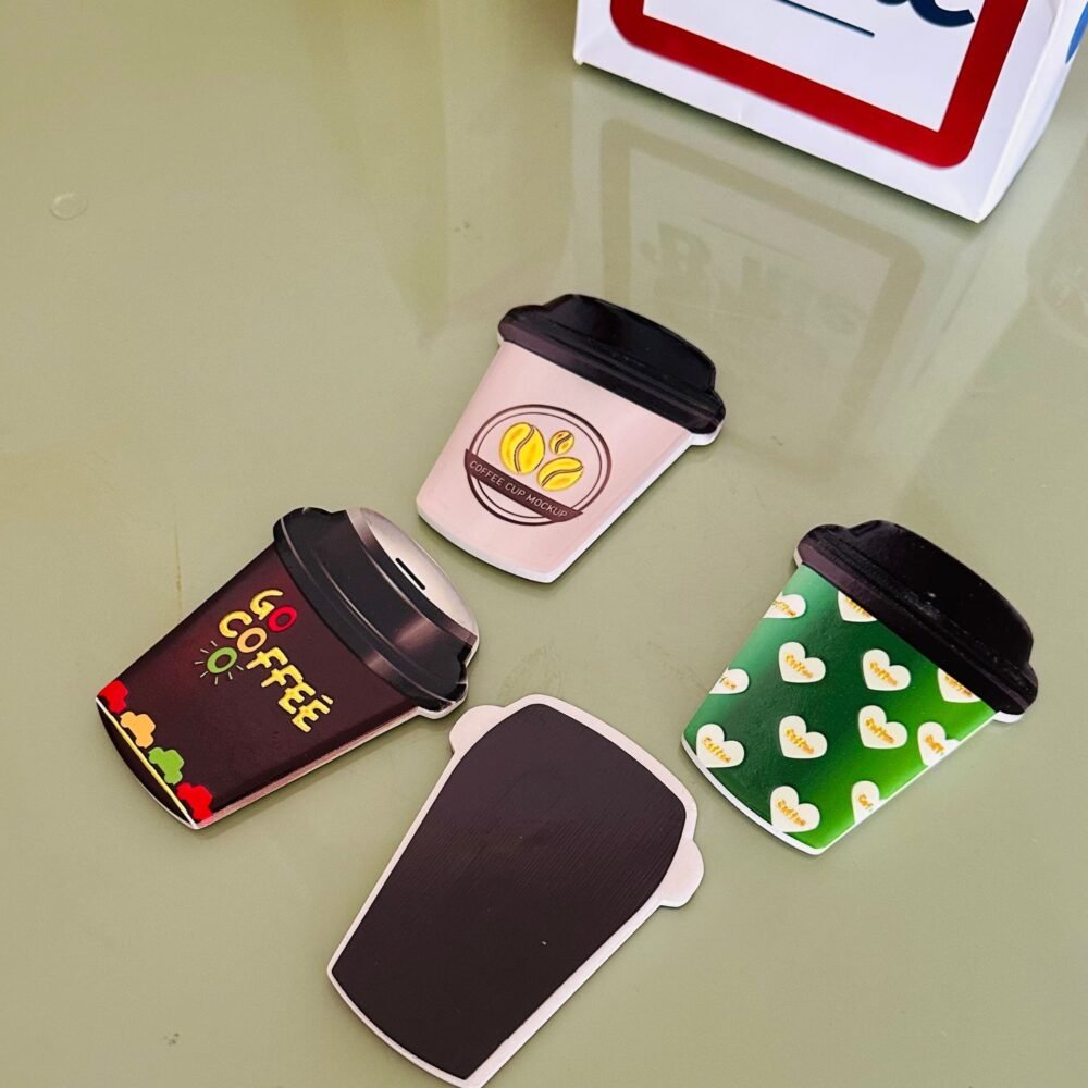 wholesale 3d gold-plated coffee-shaped fridge magnets, creative paper cup design for home daily decoration factory direct