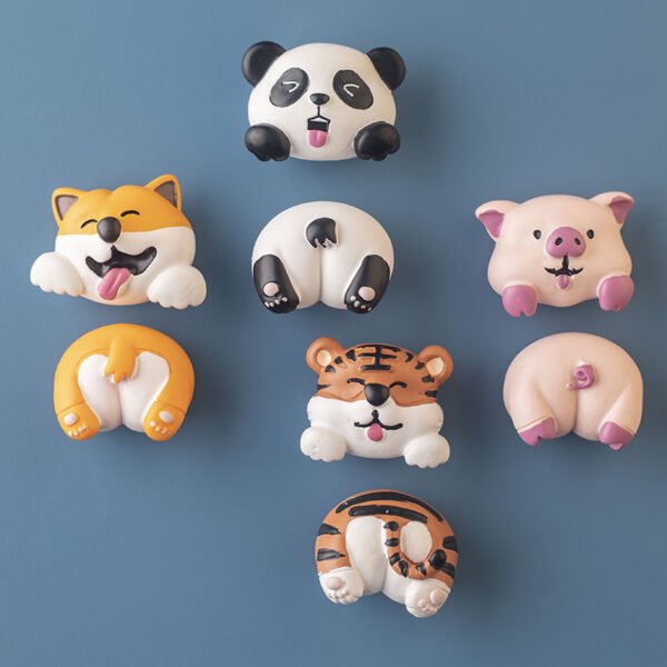 wholesale panda and shiba inu animal rear fridge magnets, decorative stickers, cartoon animal rear, creative modern minimalist magnetic stickers, resin factory direct