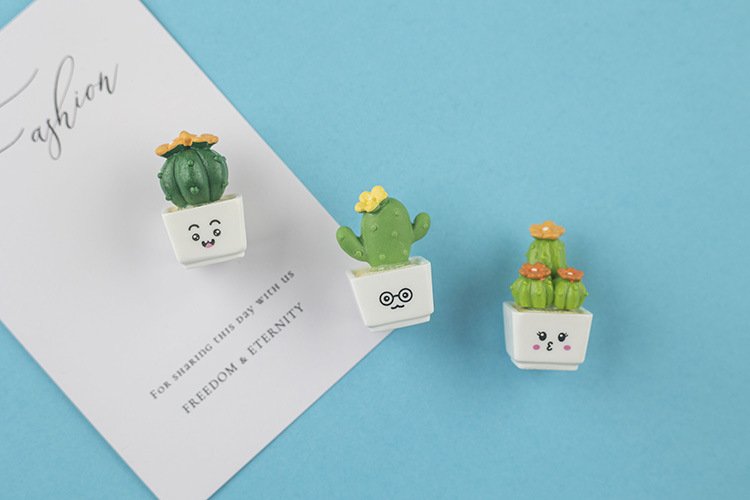 wholesale cactus and succulent green plant fridge magnets, magnetic stickers, 3d home decorations set, ironstone factory direct