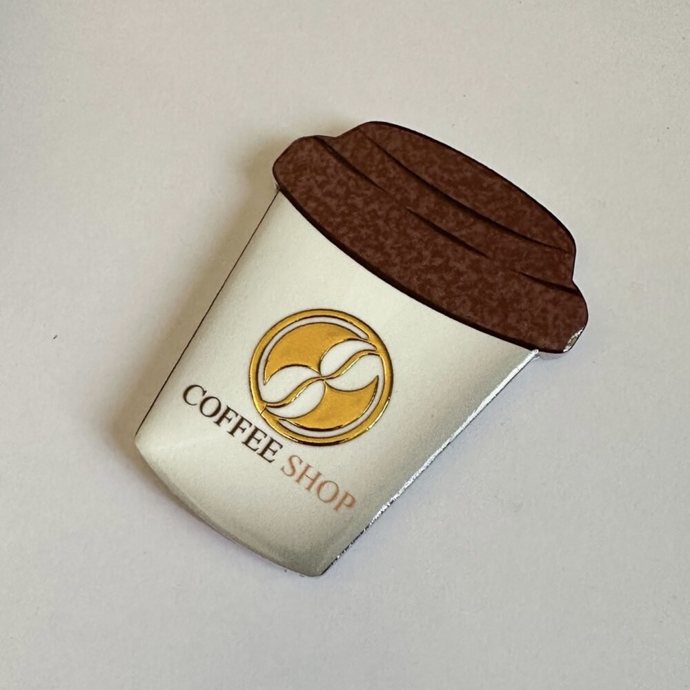 wholesale gold-plated 3d embossed coffee cup-shaped fridge magnets, waterproof creative ceramic for home daily use factory direct
