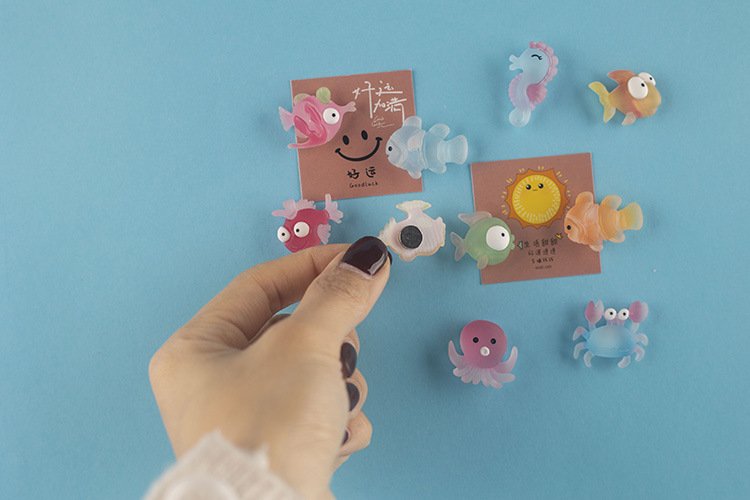 wholesale cartoon marine animals and fish creative fridge magnets, magnetic stickers, ironstone, home decorations, children's magnetic stickers set factory direct