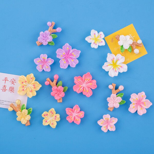 wholesale adorable flower decorative magnetic stickers, 3d home message board magnets, peach blossom fridge magnets with branches, set factory direct