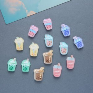 wholesale creative acrylic fridge magnets, magnetic stickers, mini cartoon drinks and bubble tea, personalized set of magnetic stickers, whiteboard decorative stickers factory direct