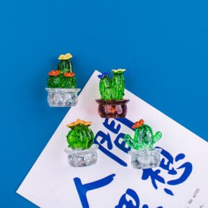 wholesale creative simulated plant cactus and succulent magnetic fridge magnets, cartoon transparent resin magnetic stickers for office decoration factory direct