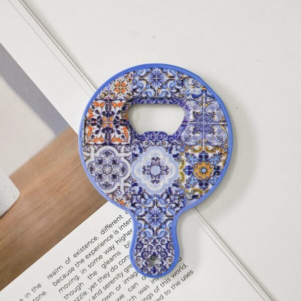 wholesale gourd bottle opener fridge magnets, melamine material with embossed texture and gold-plated craftsmanship, blue and white porcelain bottle opener factory direct