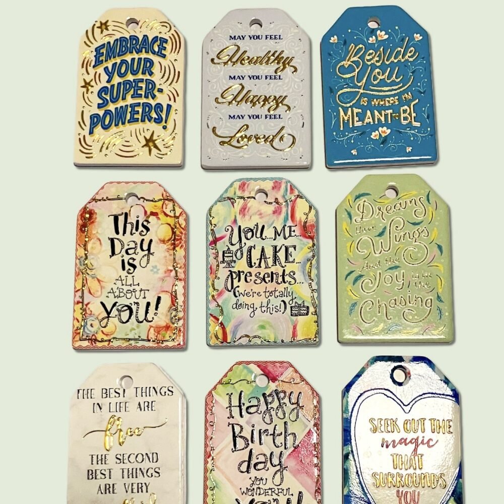 wholesale gold-plated embossed ceramic fridge magnets, bookmark with heartwarming words factory direct