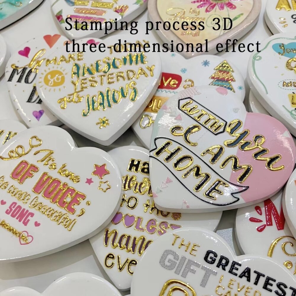 wholesale gold-plated ceramic fridge magnets, heart shape, 3d effect for home decoration factory direct