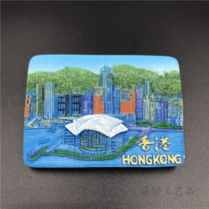 hong kong tourist souvenir fridge magnet blue sky victoria harbour